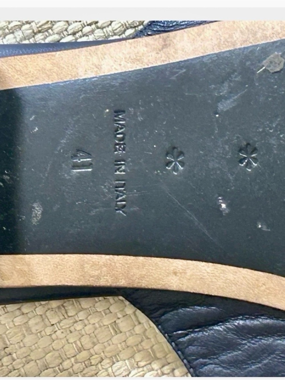 CHANEL Navy Camellia Leather Slide Sandals - Picture 4 of 6